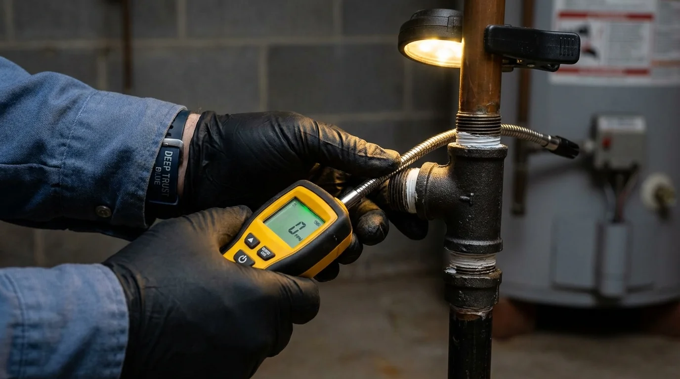 Gas leak detection with electronic sniffer by Johns Plumbing LLC in Hyattsville